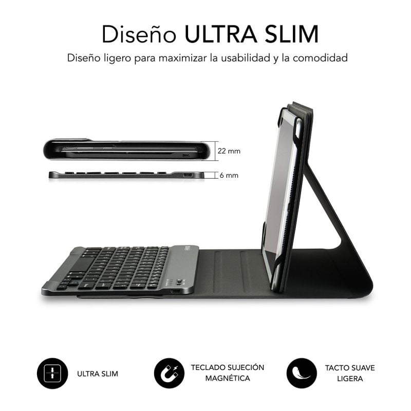 Capa de Teclado Subblim Keytab Pro Bluetooth para Tablets de 10,1"-10,8" / Preto