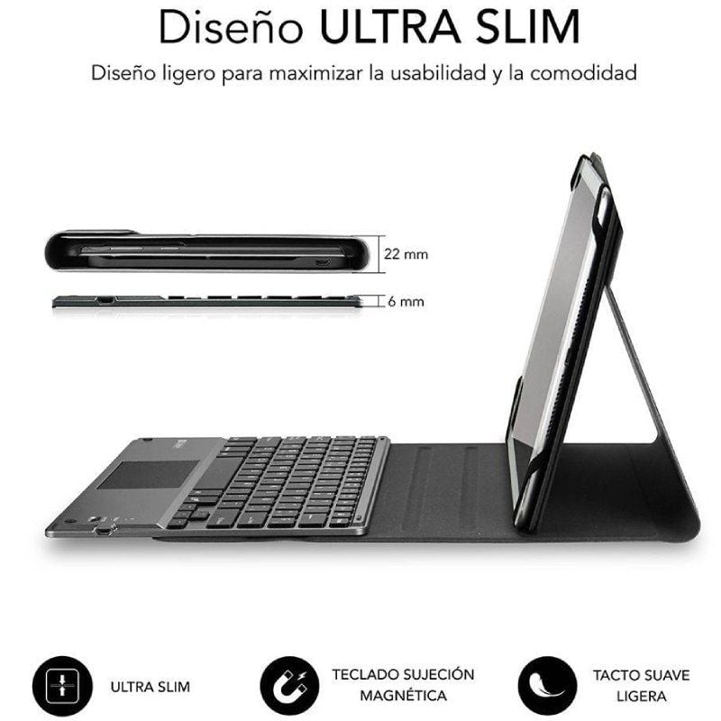 Subblim Keytab Pro Bluetooth Touchpad Keyboard Cover para Tablets 10.1"-10.8" / Preto