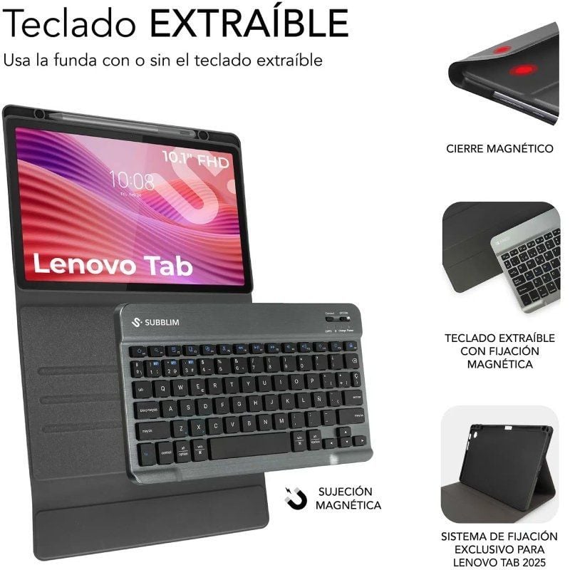 Capa Anti-choque Subblim Lenovo Tab 10.1" 2025 com Teclado / Preto