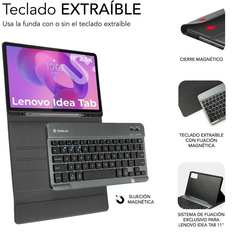 Capa para Teclado Subblim Keytab Pro BT Lenovo Idea Tab 11" 2025 / Preto