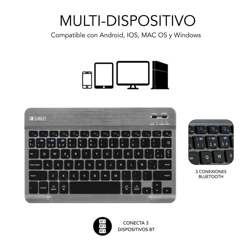 Capa de Teclado Subblim Keytab Pro BT para Tablets Samsung Galaxy A9+ / Preto