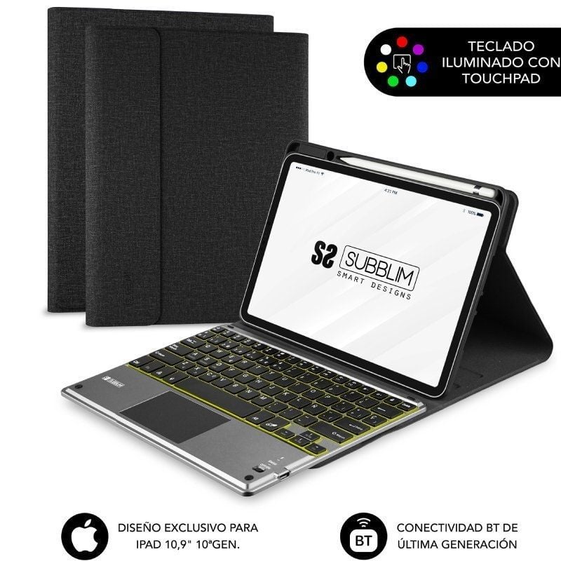 Capa de Teclado Subblim Keytab Pro BT para Ipad 10,9" Tablet de 10ª Geração / Preto