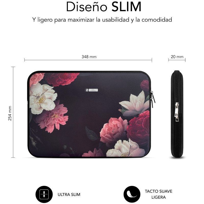 Subblim Trendy Sleeve Neo Flowers para Computadores Portáteis Até 14".