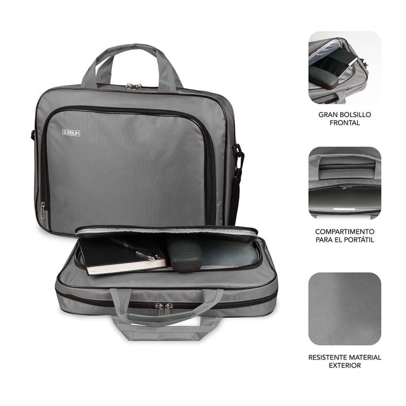 Pasta Subblim Oxford para Computadores Portáteis Até 16" / Cinzento