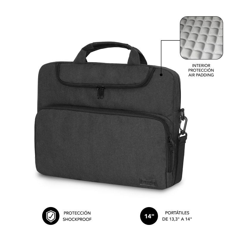 Capa para Portátil Subblim Air Padding para Computadores Portáteis Até 14" / Cinzento Escuro