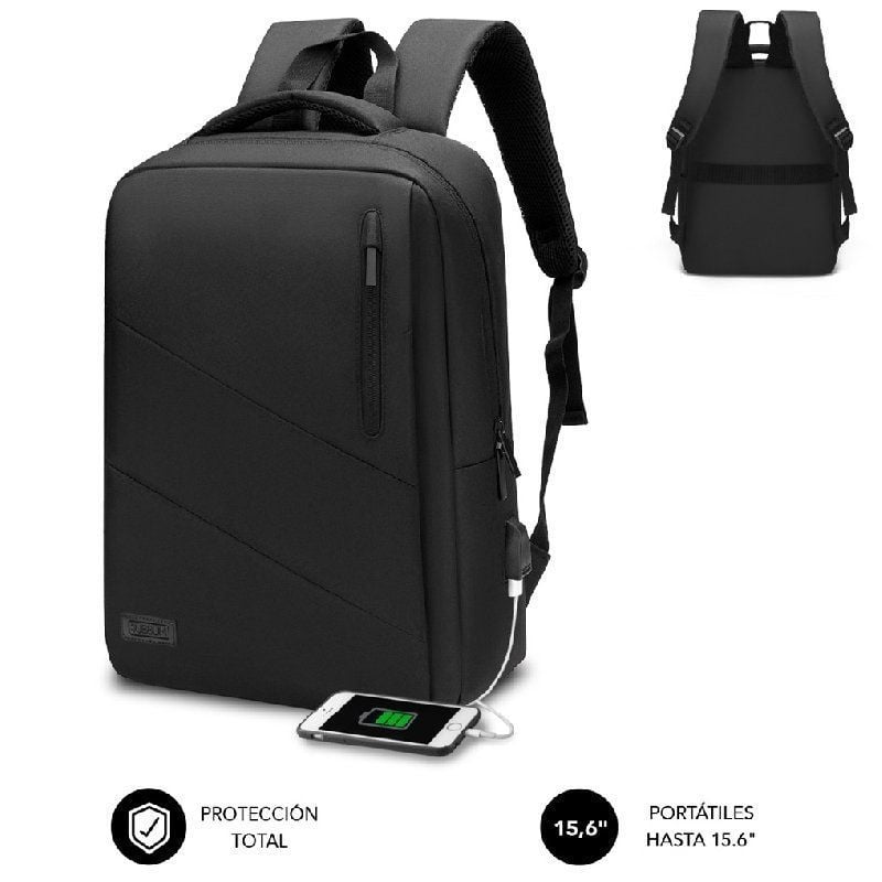 Subblim City Backpack para Computadores Portáteis Até 15,6" / Porta USB / Preto