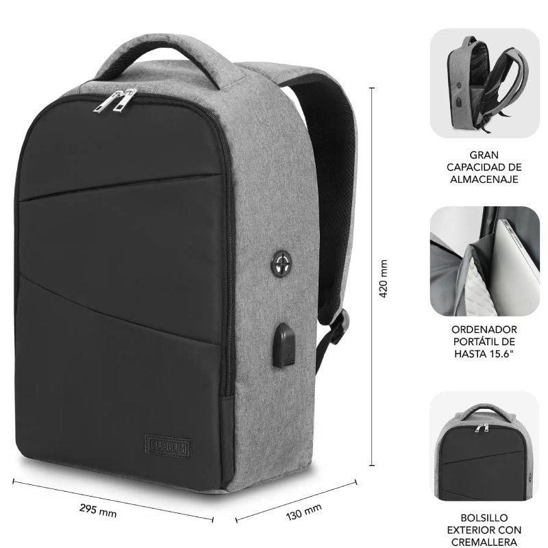 Mochila para Computador Portátil Subblim Secure V2 AP para Computadores Portáteis Até 15,6" / Porta…