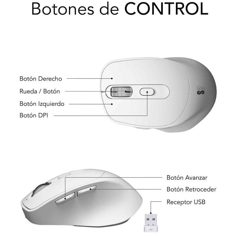 Rato Ergonómico sem Fios Bluetooth / 2.4ghz Subblim Comfort Ergo Dual Battery / Bateria Recarregáve…