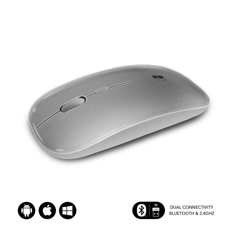 Subblim Dual Flat Wireless Bluetooth Mouse / Bateria Recarregável / Até 1600 DPI / Prata