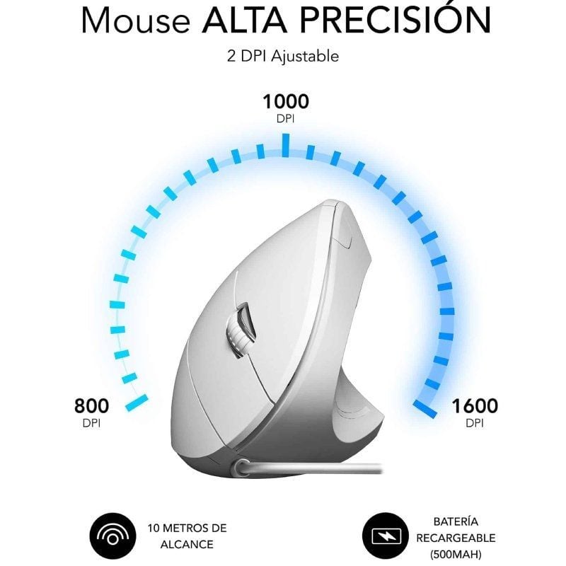 Rato Vertical com Fios Subblim Glide Vertical Ergo / Até 1600 DPI / Branco