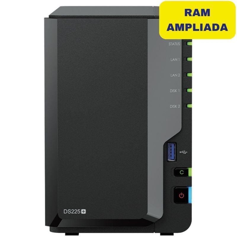 Synology Diskstation Ds225+ NAS / 2 Compartimentos 3,5"- 2,5" / 6GB DDR4 / Formato de Torre