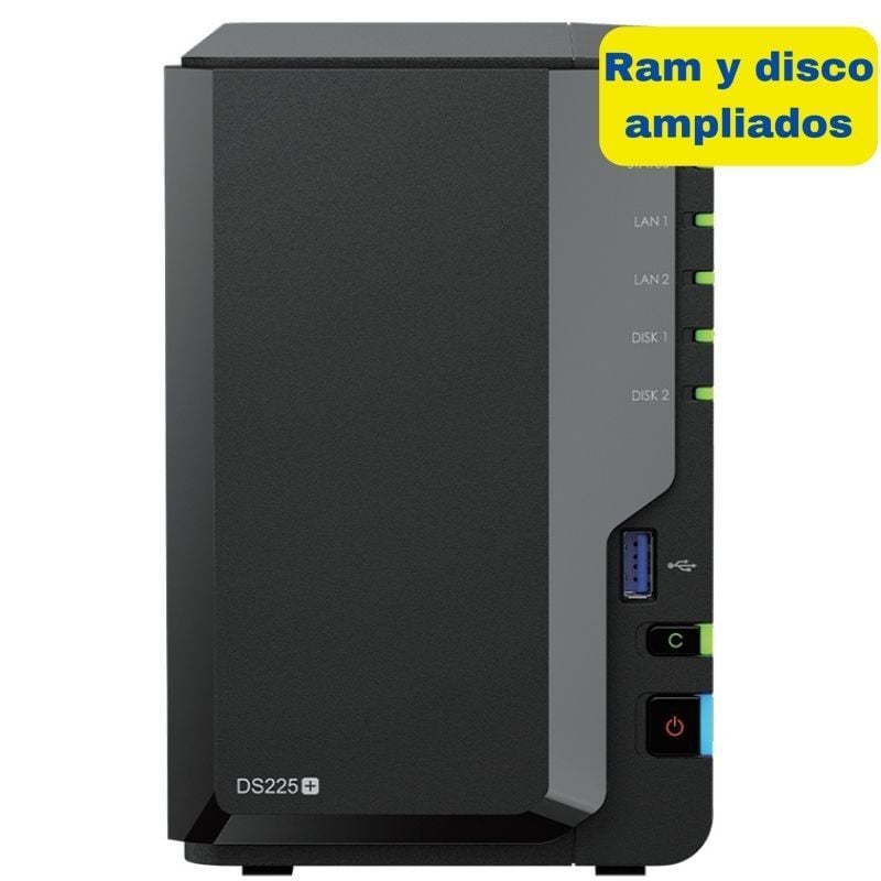 Synology Diskstation Ds225+ NAS / 2 Compartimentos 3,5"- 2,5" / 6GB DDR4 / 8TB / Formato de Torre