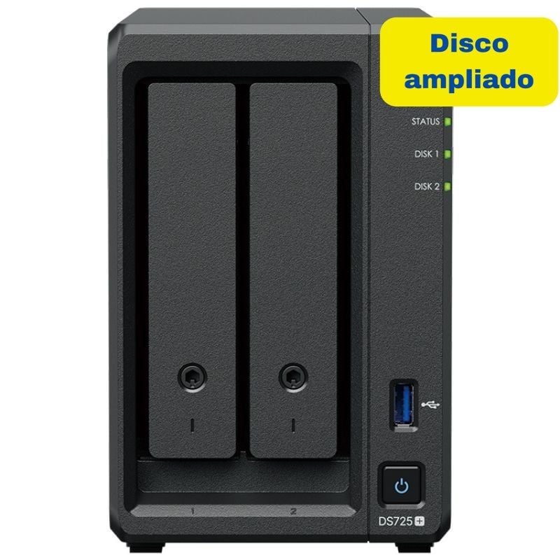 Synology Diskstation Ds725+ NAS / 2 Compartimentos 3,5"- 2,5" / 4GB DDR4 / 8TB / Formato de Torre