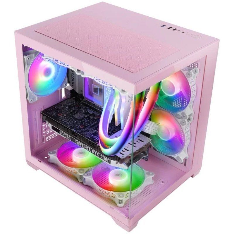 Caixa Mini Torre para Jogos Mars Gaming Mc-view2 / Rosa