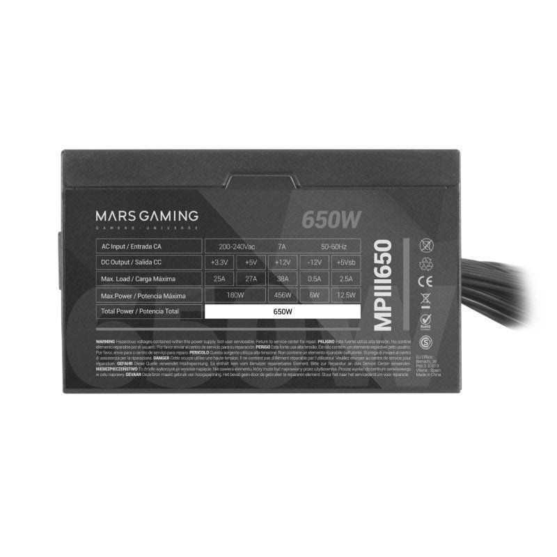 Fonte de Alimentação Mars Gaming MPIII650 / 650W / Ventilador de 12cm