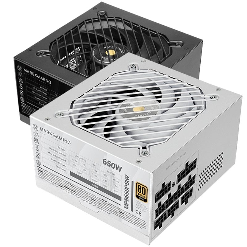 Fonte de Alimentação Mars Gaming MPB650PSI / 650 W / Ventilador de 12 Cm / 80 Plus Gold / Branca
