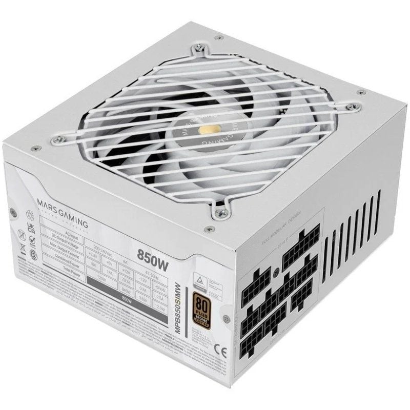 Fonte de Alimentação Mars Gaming MPB850SIM / 850W / Ventilador de 14cm / 80 Plus Bronze / Branco