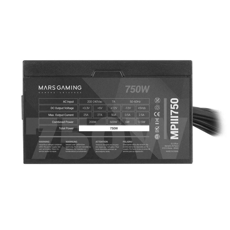 Fonte de Alimentação Mars Gaming MPIII750 / 750W / Ventoinha de 12cm