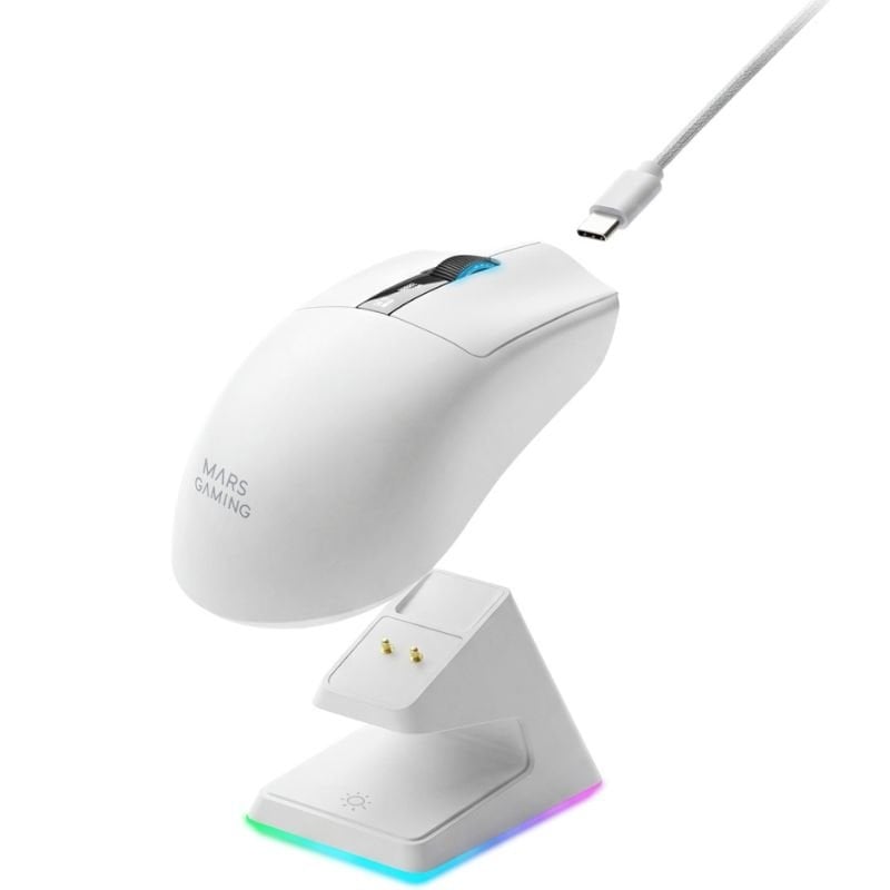 Rato de Jogos sem Fios Mars Gaming Mmw-elite / Bateria Recarregável / Até 20 000 DPI / Branco