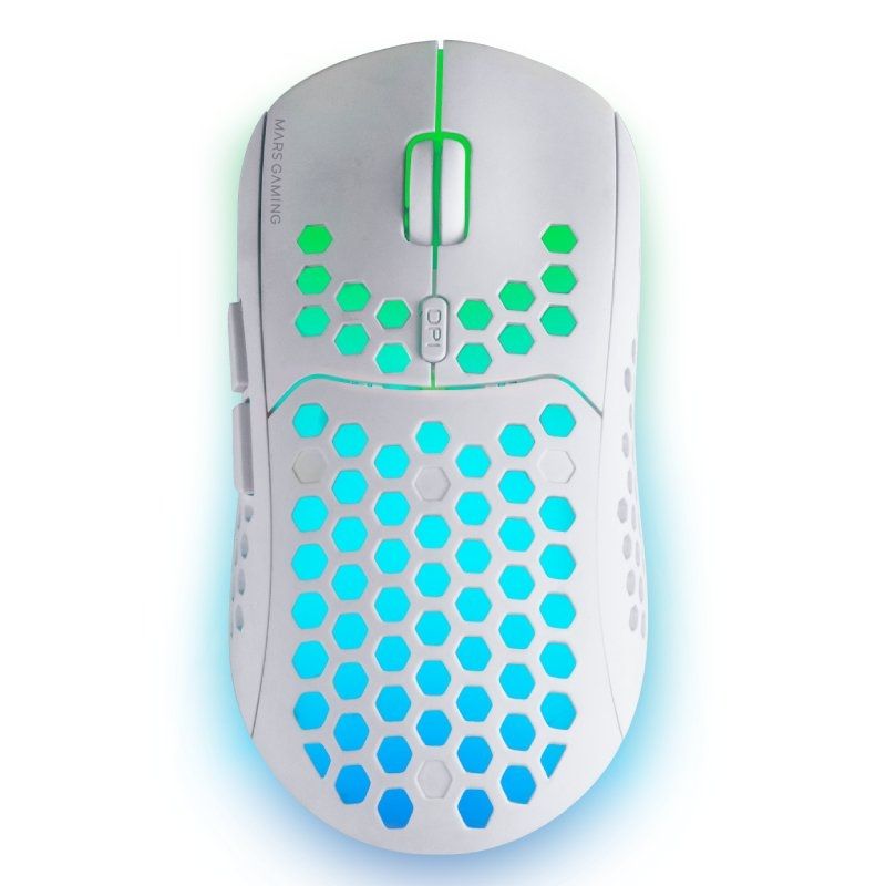 Rato Gaming sem Fios Mars Gaming MMW3W / Bateria Recarregável / Até 3200 DPI / Branco