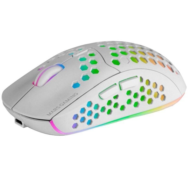 Rato Gaming sem Fios Mars Gaming MMW3W / Bateria Recarregável / Até 3200 DPI / Branco