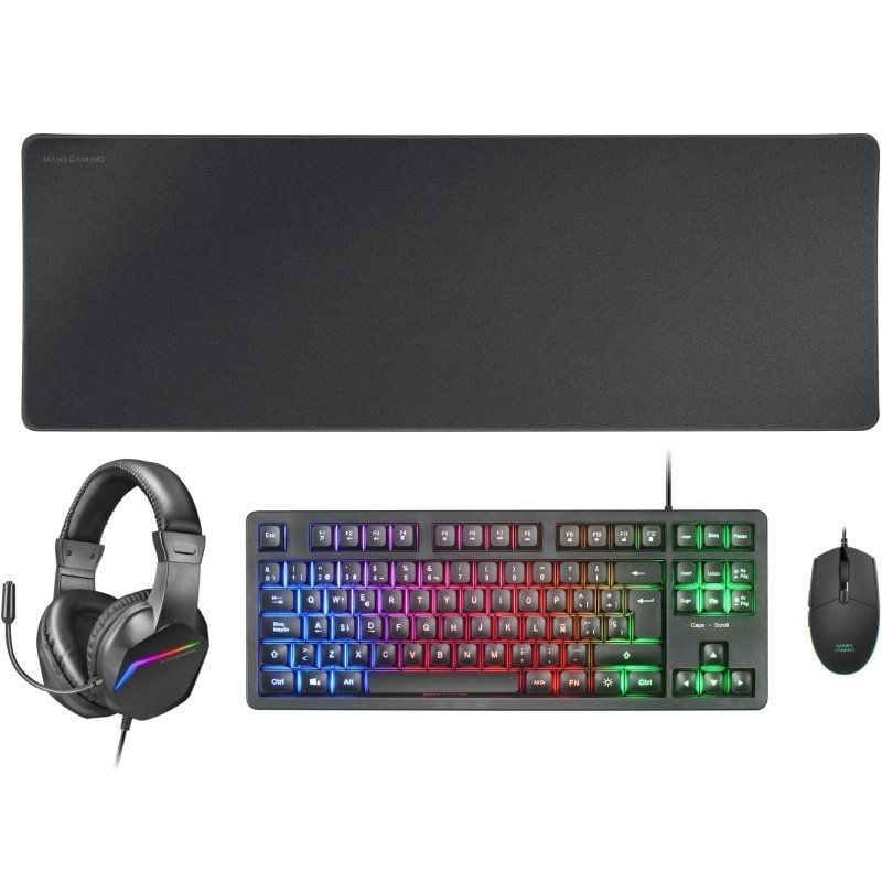 Mars Gaming Gaming Pack Mcp-rgb3 / Teclado RGB + Rato Ótico + Tapete de Rato XXL + Auscultadores