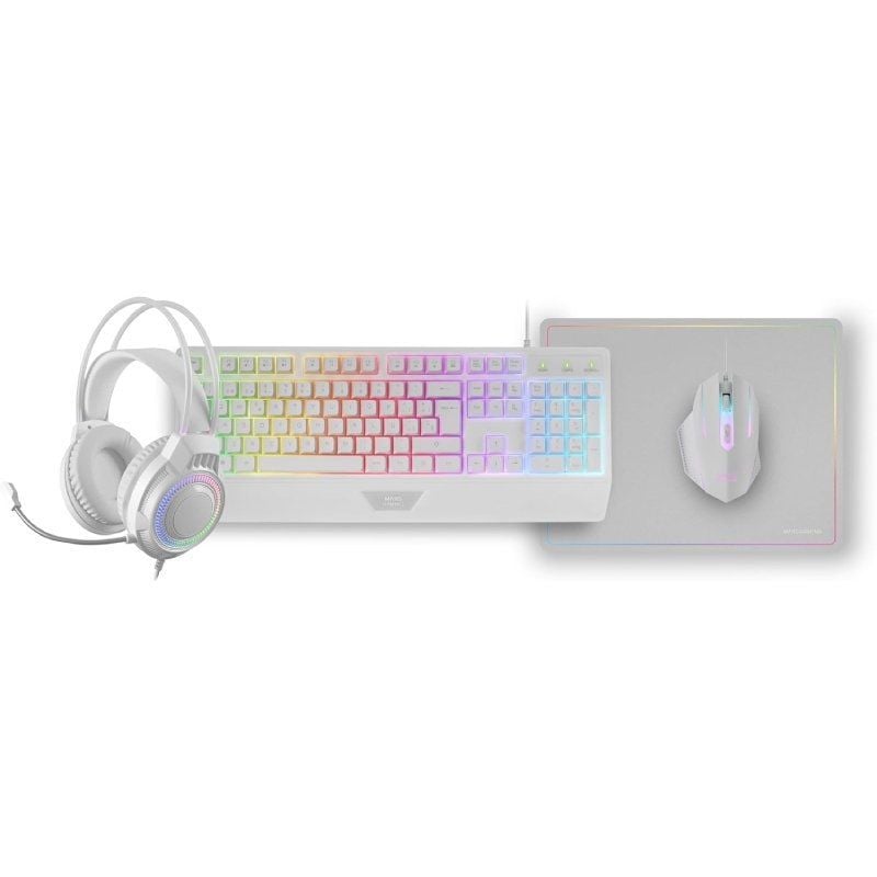 Mars Gaming Gaming Pack MCP124PROWES / Teclado + Rato Ótico + Auricular + Tapete de Rato / Branco