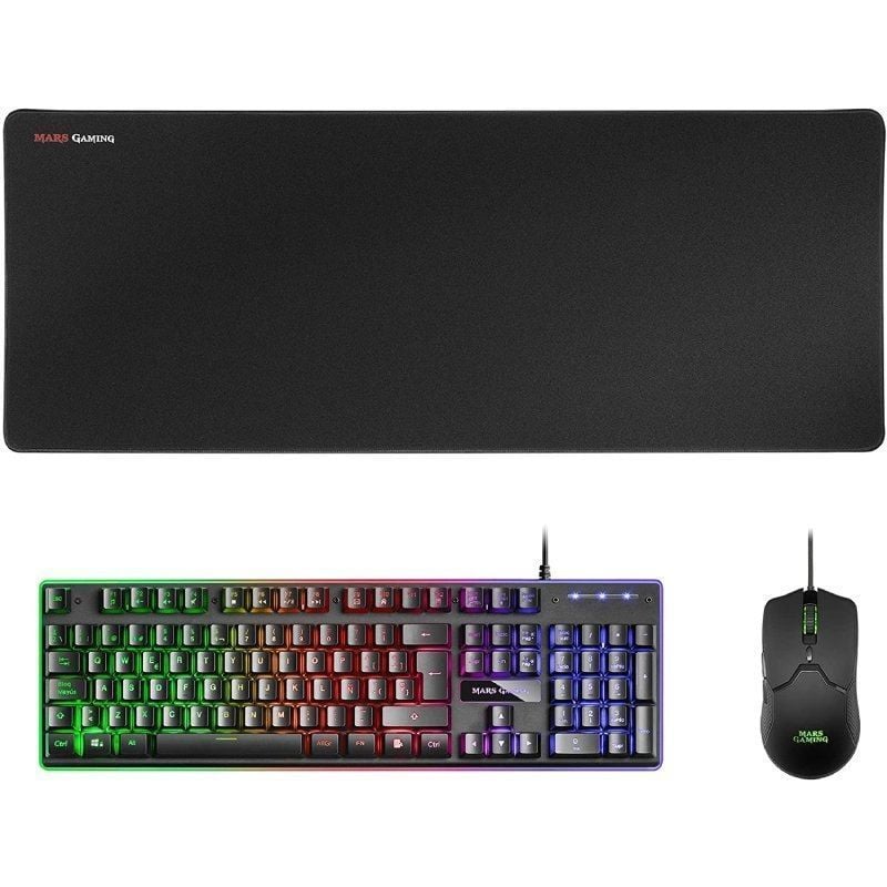 Mars Gaming MCPX Gaming Pack / Teclado H-mech + Rato Ótico + Tapete de Rato / Preto