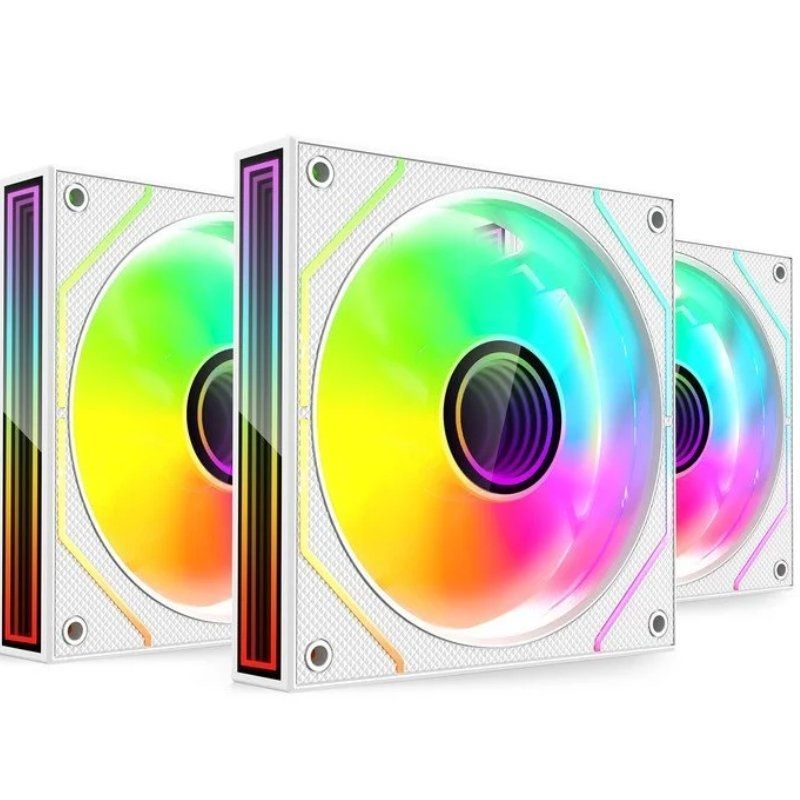 Pack 3 Ventoinhas Mars Gaming Mf-3dprokit / 12cm + HUB + Controlo Remoto / ARGB / Branco