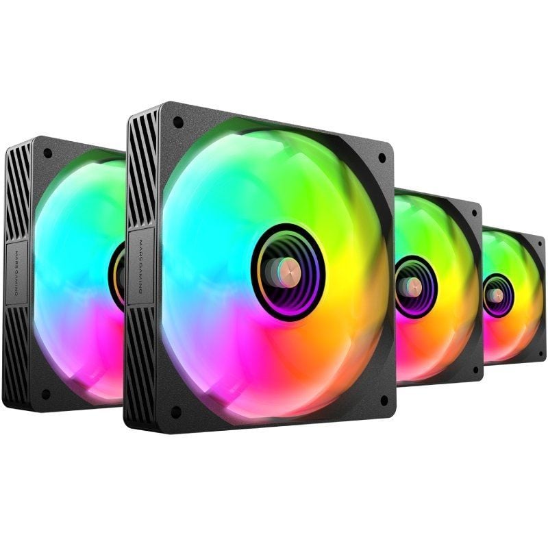 Pack 4 Ventoinhas Mars Gaming Mf-si4kit / 12cm + HUB + Controlo Remoto / ARGB