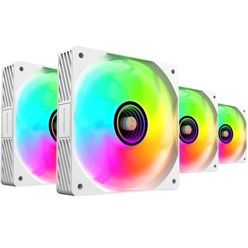 Pack 4 Ventoinhas Mars Gaming Mf-si4kit / 12cm + HUB + Controlo Remoto / ARGB / Branco