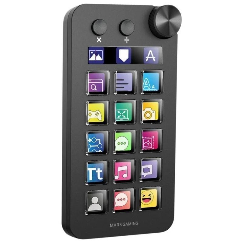 Mars Gaming Msd-neo Deck Controller / 15 Teclas LCD / 1 Roda / 2 Botões / Preto