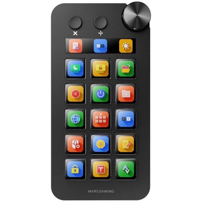 Mars Gaming Msd-neo Deck Controller / 15 Teclas LCD / 1 Roda / 2 Botões / Preto