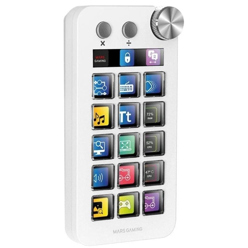 Mars Gaming Msd-neo Deck Controller / 15 Teclas LCD / 1 Roda / 2 Botões / Branco