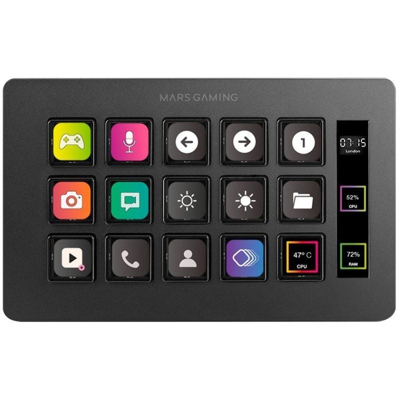 Stream Deck Slim Mars Gaming Msd-one / 15 Teclas LCD / Preto