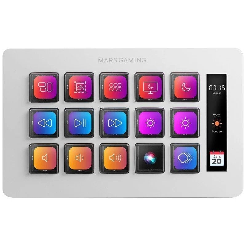 Stream Deck Slim Mars Gaming Msd-one / 15 Teclas LCD / Branco