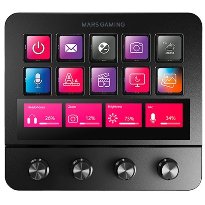 Mars Gaming Stream Deck Msd-pro / 10 Teclas LCD + 4 Botões Personalizáveis / Preto