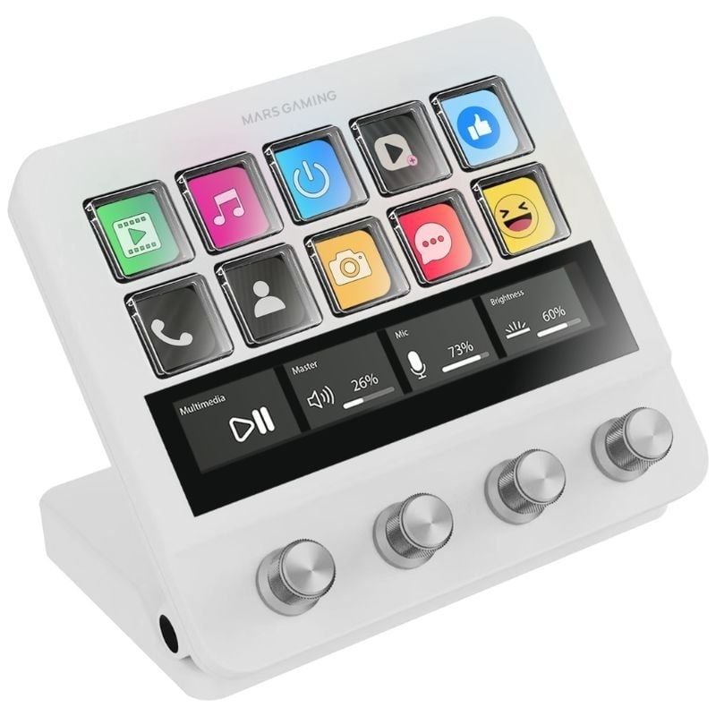 Mars Gaming Stream Deck Msd-pro / 10 Teclas LCD + 4 Botões Personalizáveis / Branco
