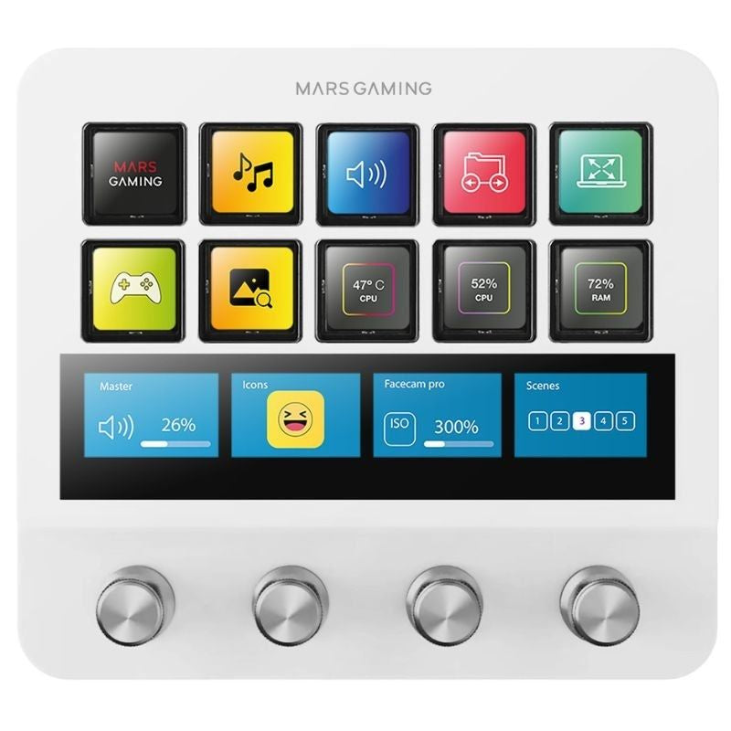 Mars Gaming Stream Deck Msd-pro / 10 Teclas LCD + 4 Botões Personalizáveis / Branco
