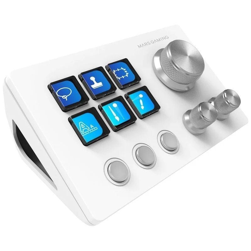 Mars Gaming Msd-two Deck Controller / 6 Teclas LCD / 3 Rodas / 3 Botões / Branco