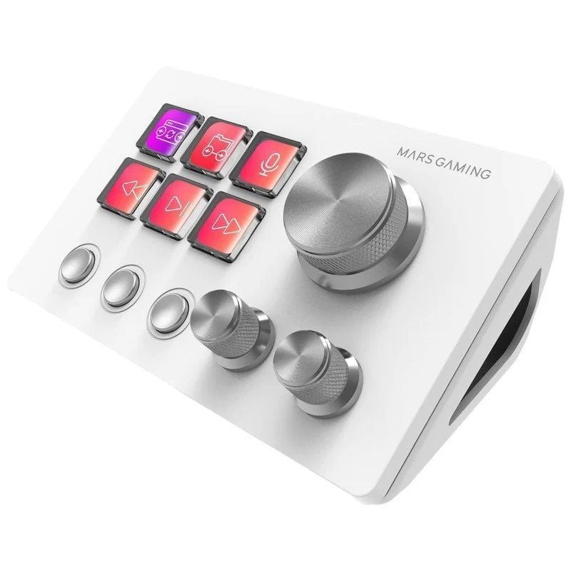 Mars Gaming Msd-two Deck Controller / 6 Teclas LCD / 3 Rodas / 3 Botões / Branco