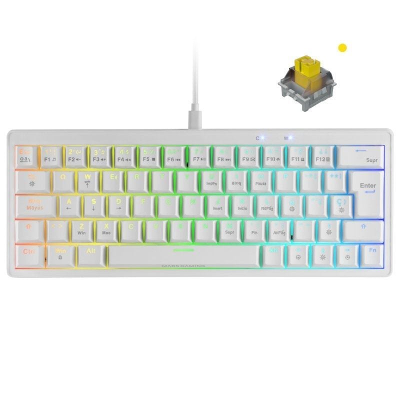 Teclado Mecânico para Jogos Mars Gaming MKMINIPRO / Switch Amarelo / Branco
