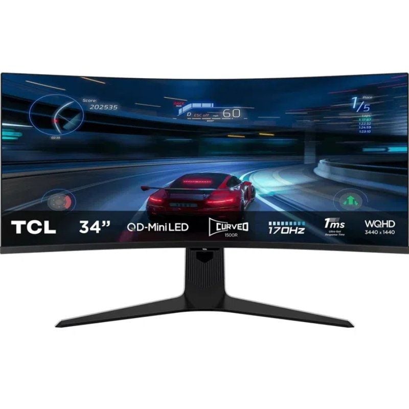 Monitor Gaming Curvo TCL 34R83Q 34" / WQHD / 1ms / 170hz / VA / Altura Ajustável / Preto e Branco
