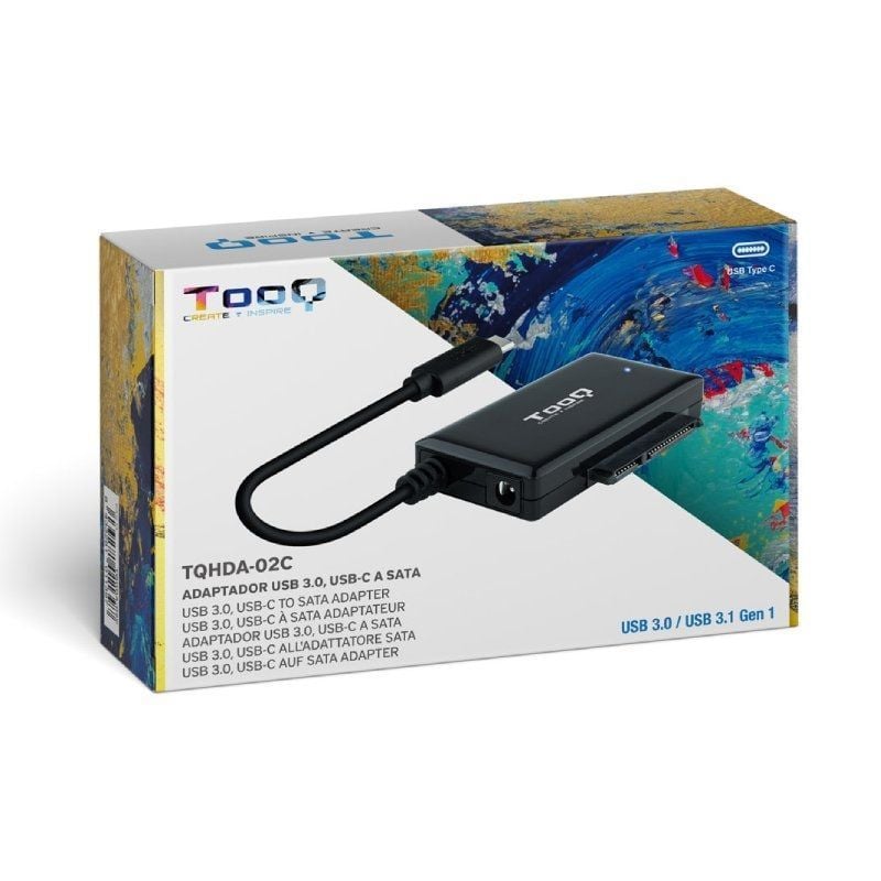 Adaptador de Unidade de Disco Rígido de 2,5" / 3,5" Tooq Tqhda-02c / USB Tipo C Macho - SATA