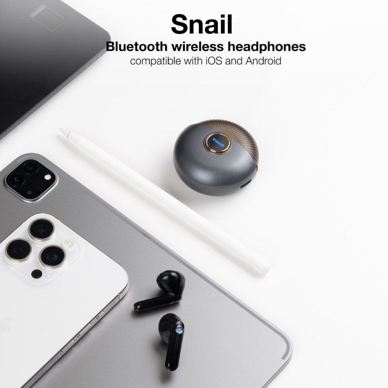 Auscultadores Tooq Snail Bluetooth Tqbwh-0060g com Estojo de Carregamento / 4h de Autonomia / Cinze…