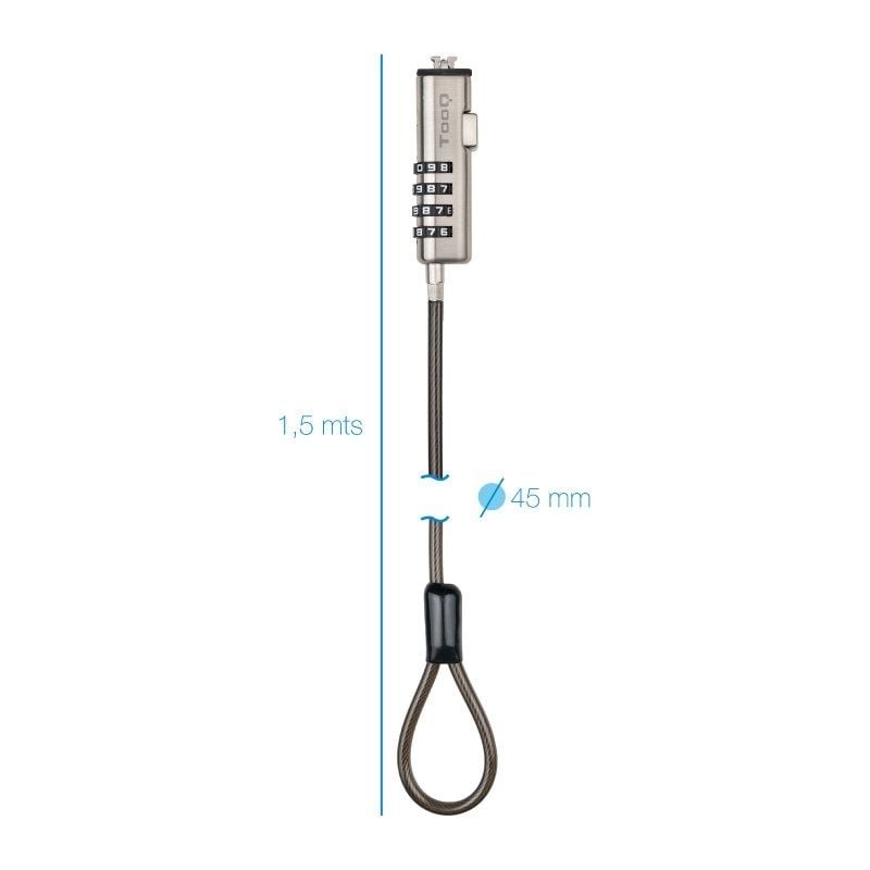 Cabo de Segurança para Computador Portátil NANO Tooq Tqclkc0035-g / 1,5m