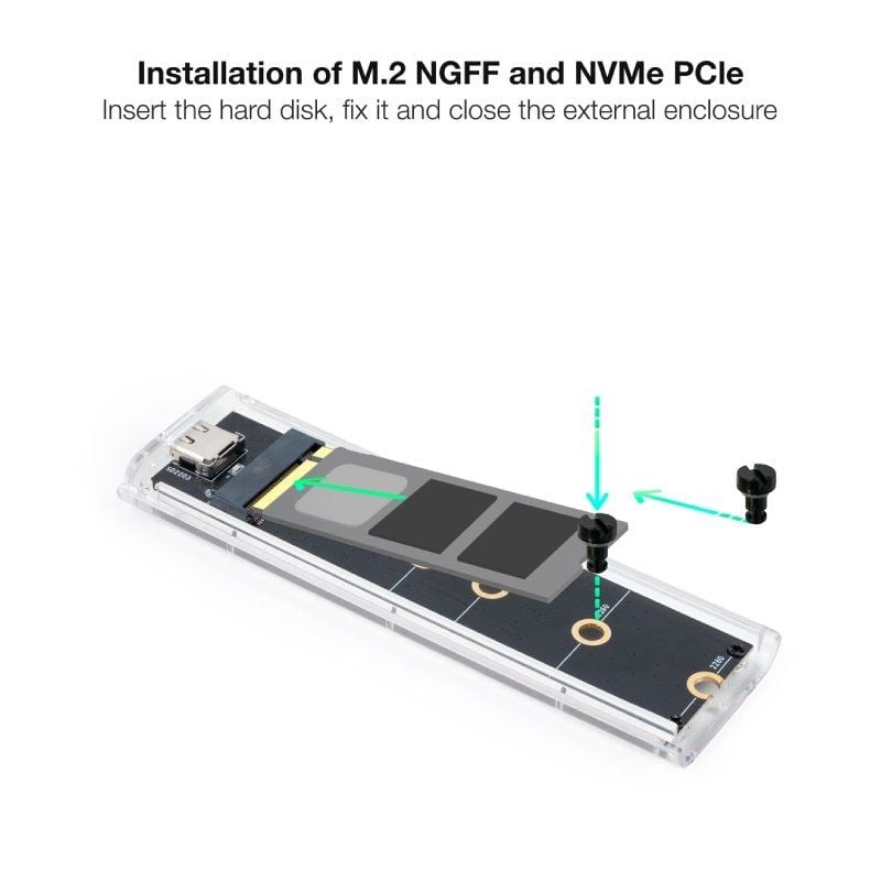 Tooq Tqe-2200 Caixa Externa para SSD M.2 NVME / USB 3.2 / sem Parafusos