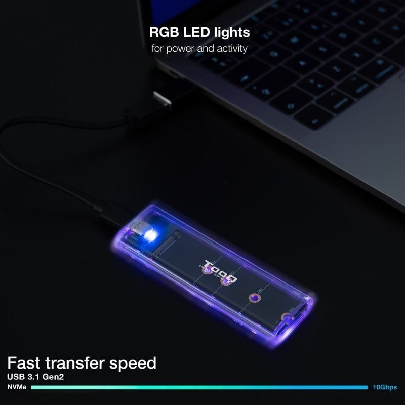 Tooq Tqe-2200 Caixa Externa para SSD M.2 NVME / USB 3.2 / sem Parafusos