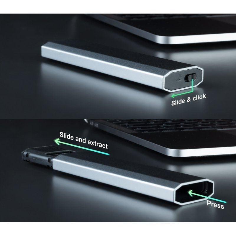 Tooq Tqe-2223g M.2 NVME Caixa Externa para SSD / USB 3.2 / sem Parafusos