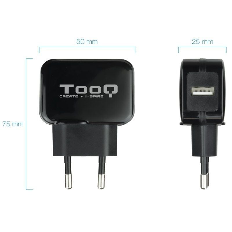 Carregador de Parede Tooq Tqwc-1s01 / 1xusb / 12W / Preto